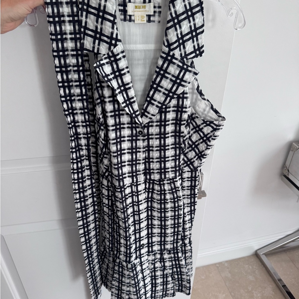 Maeve Black and White Sheath Midi Dress